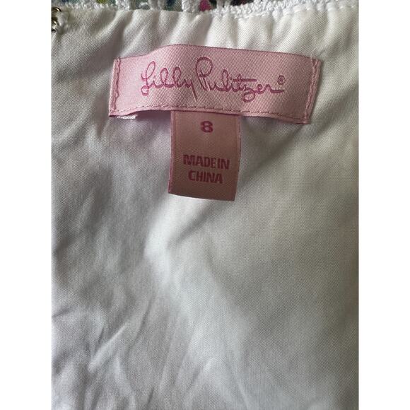 Lilly Pulitzer Brynn Strapless Dress Lobsters In Love Razz Crochet Shift Size 8 - Picture 10 of 16